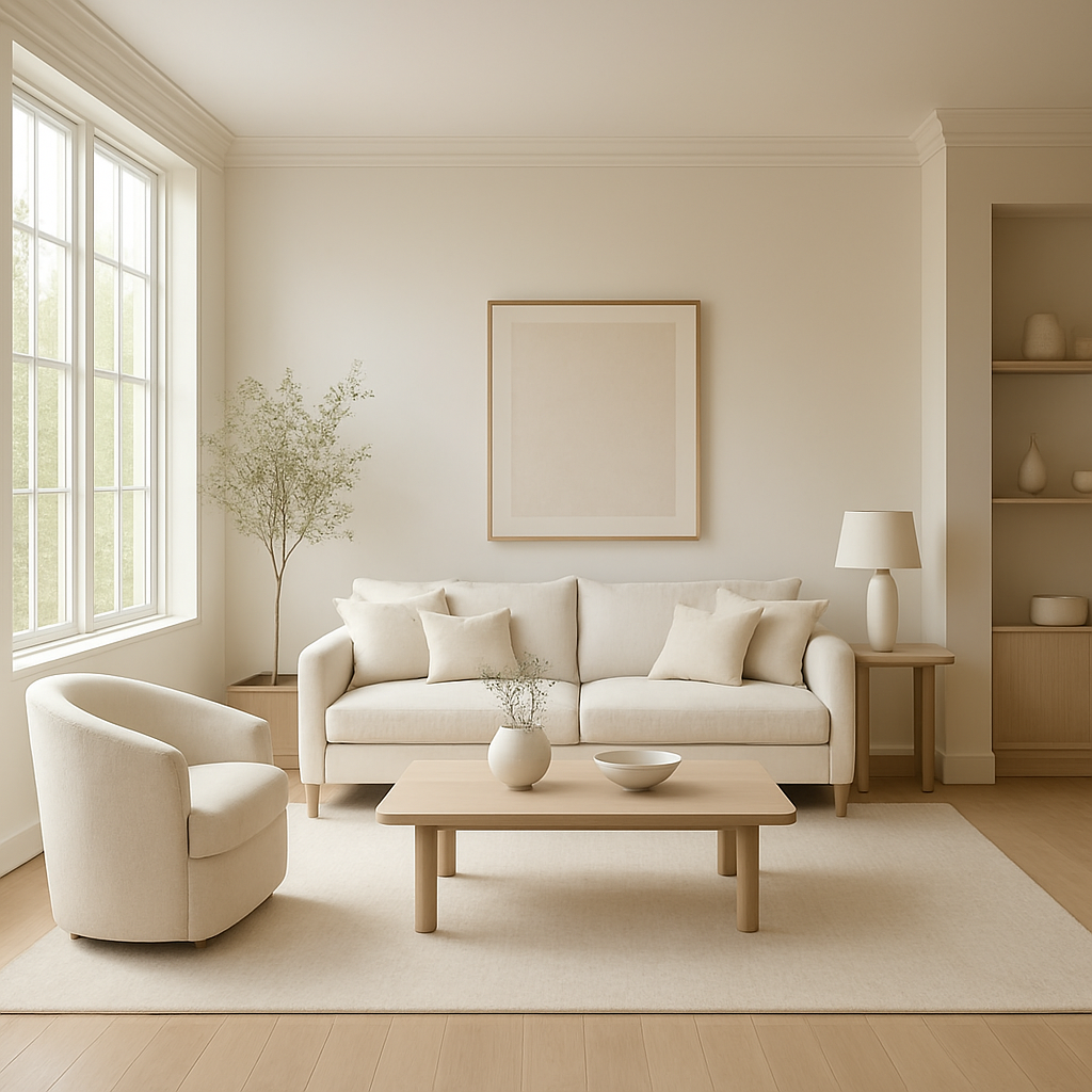 Bright, freshly finished living room interior